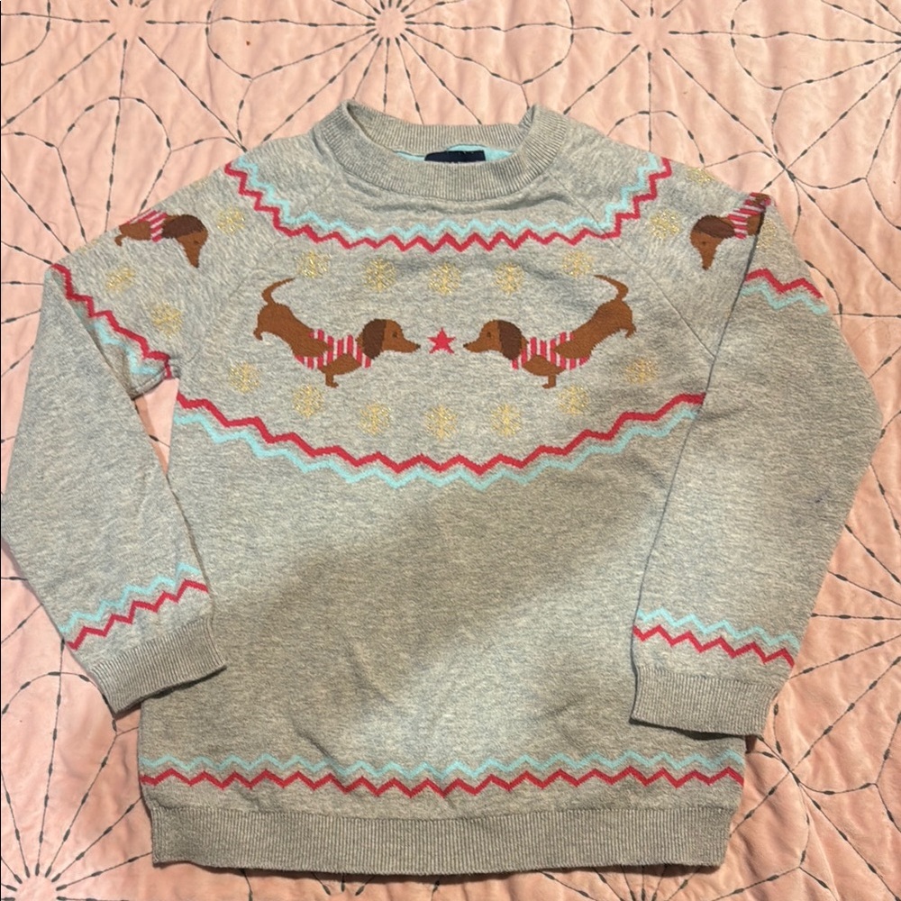 Gray Dachshund Pattern Sweater